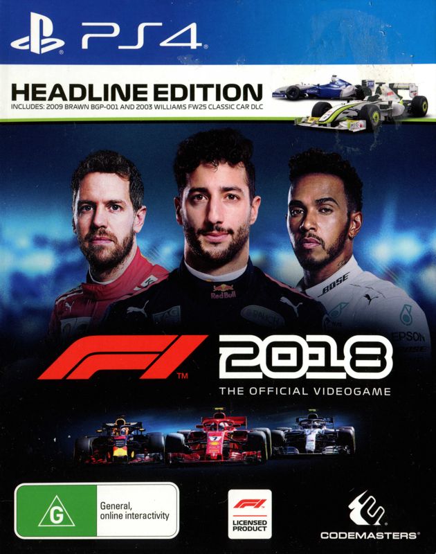 F1 2018 box art for Playstation 4